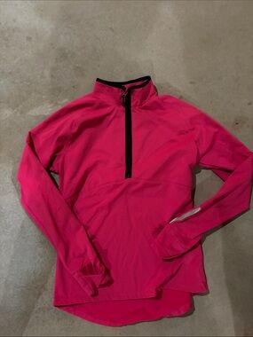Actra Bright Hot Pink Quarter-Zip Long Sleeve Fleece Lined Top